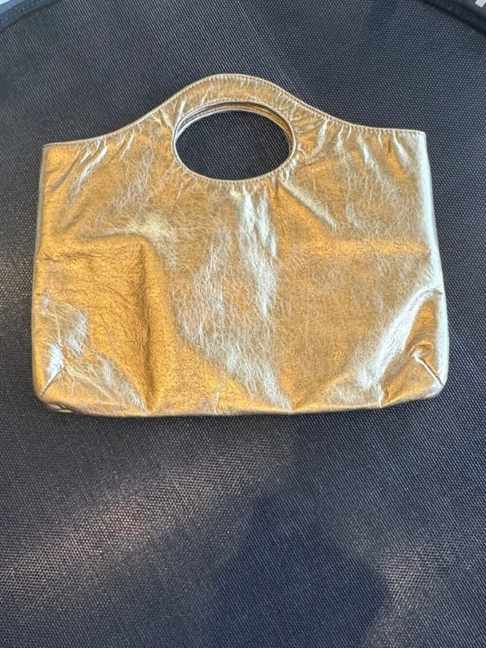 B-LOW THE BELT Luxe Goldi Rocks LEATHER Bag: Clutch, Top Handle